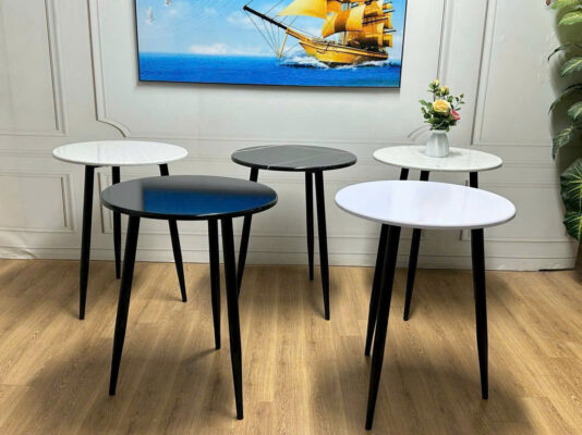 Bàn Tròn + Vuông Gỗ Giả Đá Chân Sắt thuộc danh mục bàn cafe của Nội Thất OSCAR