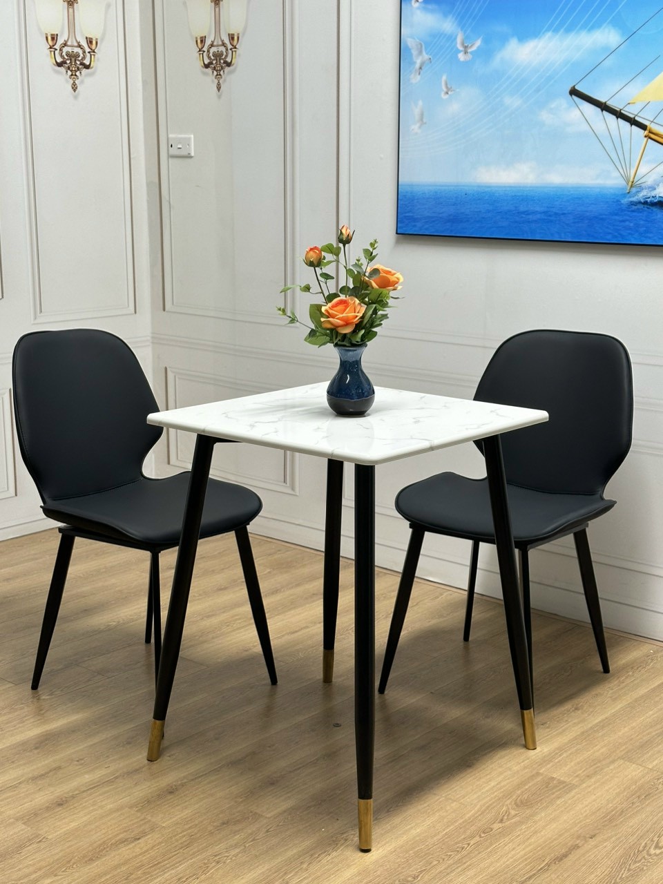 Bàn Tròn + Vuông Gỗ Giả Đá Chân Sắt thuộc danh mục bàn cafe của Nội Thất OSCAR 3